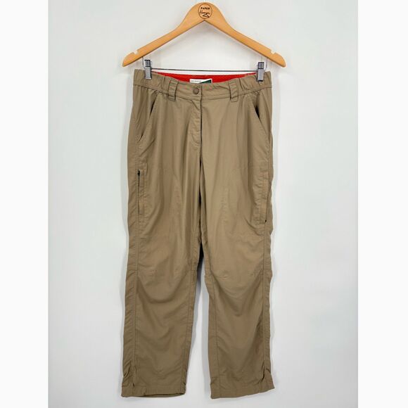 LL Bean Women's Insect Shield Tan Hiking pants, Sz 8, Gorpcore Zip Pockets Camp - Picture 1 of 9